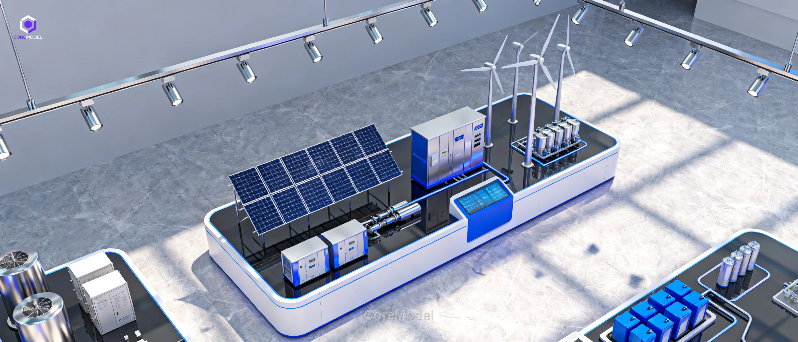 Scale model project with detailed industrial equipment
