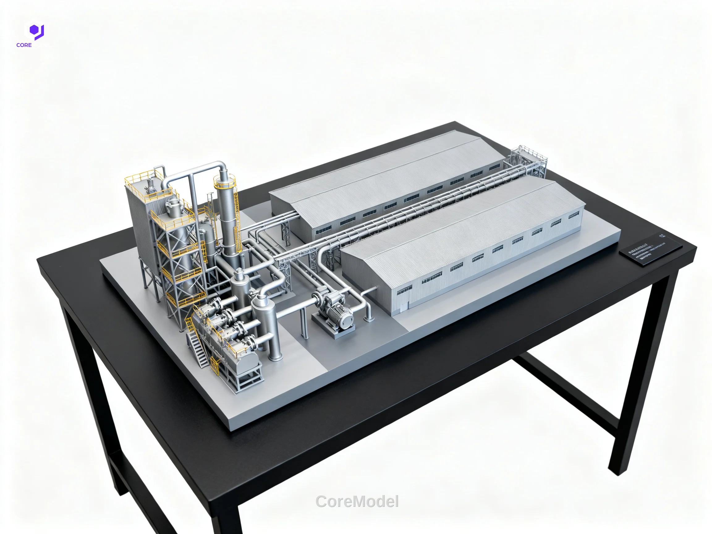 High-precision prototype model of an industrial facility on a display table